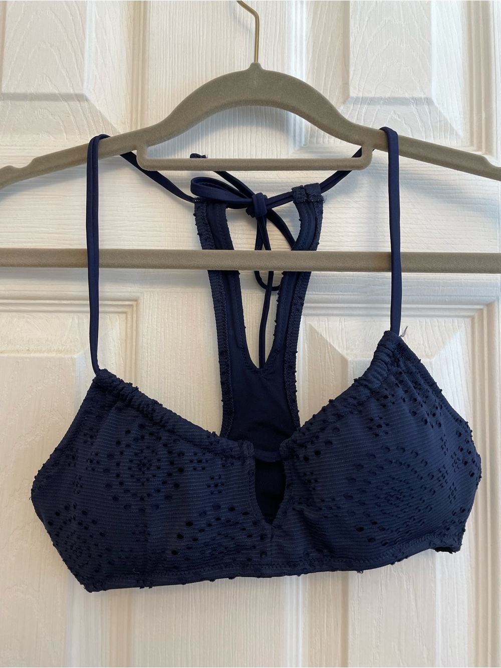 aerie Navy Eyelet Bikini Top